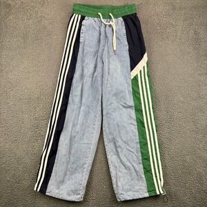 Mens Unbranded Patchwork Denim Track Pants Blue Green Navy White Size M 9297